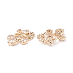 真鍮マイクロパヴェクリアキュービックジルコニアペンダント  羽付きネット/ウェブ  ライトゴールド  27x14x3mm  穴：1.4mm&nbsp;KK-K259-03LCG
