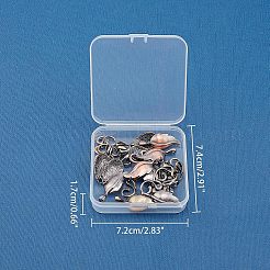 真鍮製のフックの留め金  レザーコードブレスレット作り用  葉  ミックスカラー  葉：33x13x3mm  フック：17x10x2mm  穴：1mmと3x3mm  3色  6セット / カラー  18セット /箱&nbsp;KK-FH0001-40