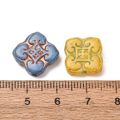 手作りランプワークビーズ  菱形  ゴールドライン入り  ミックスカラー  15.5x16x5mm  穴：1.2mm&nbsp;LA-CBAD2DB-13