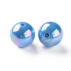 不透明なアクリルビーズ  ABカラーメッキ  ラウンド  ディープスカイブルー  20x19mm  穴：2~3mm&nbsp;X-MACR-S370-D20mm-9