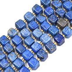 天然石ラピスラズリビーズ連売り  キューブ  シードビーズで  8~8.5x8x7~8.5mm  穴：0.8mm  約39~40個/連  15.35~15.83''（39~40.2センチメートル）&nbsp;G-F832-A11-01