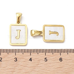 イオンプレーティング（IP）304ステンレススチールパヴェシェルペンダント  長方形のチャーム  18KGP本金メッキ  文字J  17.5x12x1.5mm  穴：3x5mm&nbsp;X-STAS-G327-01G-J