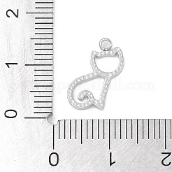 変色しない304ステンレススチールチャーム  中空の猫のチャーム  ステンレス鋼色  13.5x7x1mm  穴：1.4mm&nbsp;STAS-L022-400P