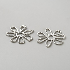 亜鉛合金中空コネクタチャーム  花のリンク  プラチナ  31.5x32.5x1.5mm  穴：1~1.4mm&nbsp;FIND-WH0431-87P
