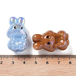 UVメッキ虹色アクリルビーズ  ABカラー  兎  ミックスカラー  32x19x17mm  穴：2.5mm&nbsp;X-MACR-D032-10