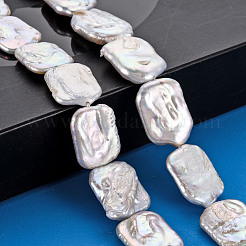 天然ケシパールビーズ連売り  養殖淡水パール  長方形  貝殻色  16~22x13~17x3~7mm  穴：0.6mm  約18~20個/連  14.96インチ（38cm）&nbsp;PEAR-S020-K05