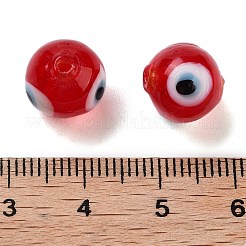 手作りランプワークビーズ  ナザールボンジュウ  ラウンド  レッド  直径約10mm  穴：1mm&nbsp;DT249J-1