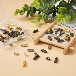 120セット6スタイルのコラム真鍮ネジ留め具  ミックスカラー  11~12x4mm  穴：1mm  20セット/スタイル&nbsp;KK-KS0001-22