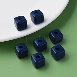 不透明なアクリルビーズ  キューブ  プルシアンブルー  12.5x12.5x12.5mm  穴：3.5mm  約263個/500g&nbsp;MACR-S373-141-A06