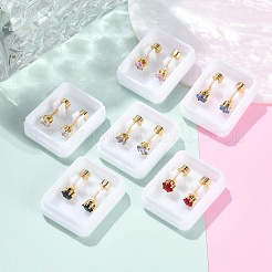 フラットラウンドいガラスの耳栓  304ステンレススチールピアススタッドスクリューイヤリング女性用  golen  ミックスカラー  4mm  ピン：1mm&nbsp;EJEW-H105-22G-B