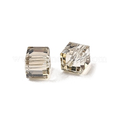 電気メッキガラスビーズ  キューブ  多面カット  淡い茶色  7x7x7mm  穴：1.6mm&nbsp;EGLA-G040-01A-PL02