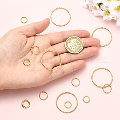 15個 3スタイル 304ステンレススチールオープン丸カン  ツイストラウンド  18KGP本金メッキ  10~30x1~1.5mm  内径：7.5~27mm  5個/スタイル&nbsp;STAS-YW0011-26