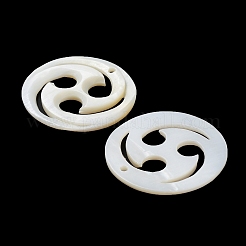 天然淡水シェルのペンダント  フラットラウンドボルテックスチャーム  雪  29.5x2.5mm  穴：1.3mm&nbsp;BSHE-P033-10