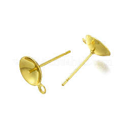 304ステンレススチールスタッドピアス金具  片穴パーツ用  18KGP本金メッキ  11x8mm  穴：1.4mm  ピン：12x0.8mm&nbsp;STAS-P370-02E-G