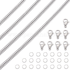 DIY 304 ステンレススチールカーブチェーンブレスレット/ネックレス作成キット  ステンレス鋼色  チェーンリンク：6x5x1.5mm&nbsp;DIY-TA0012-22