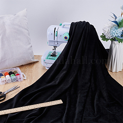 ポリエステルプラッシュ生地  服装アクセサリー  DIY 枕 漫画 おもちゃ  ブラック  1600mm&nbsp;DIY-WH0504-296B