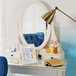 フォトフレーム木製ジュエリーイヤリングディスプレイスタンド、リネンとピン付き  長方形  古いレース  23.2x18.1x2.25cm&nbsp;EDIS-WH0032-22