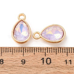 合金ガラスペンダント  ティアドロップチャーム  ゴールドカラー  多面カット  ラベンダー  15.5x9.5x4.5mm  穴：1.8mm&nbsp;GL-CBA7A25-01C