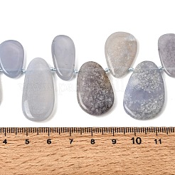 天然ブルーカルセドニービーズ連売り  ナゲット  トップ掘削  15~33x11~21x4~6.5mm  穴：1mm  約33個/連  15.94''（40.5~41.5センチメートル）&nbsp;G-NH0075-A01-01
