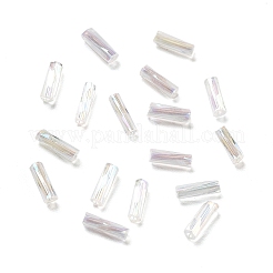 セイロンガラスツイストビューグルビーズ 10g  透明色の虹  透明  6.5x2mm  穴：0.8mm&nbsp;X-SEED-L012-01I