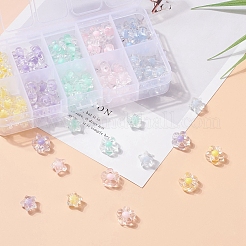 125個10スタイル透明アクリルビーズ  二層ビーズ  花と星  ミックスカラー  10.5~12x11~12.5x6~7mm  穴：2~2.5mm  125個/箱&nbsp;TACR-YW0001-38