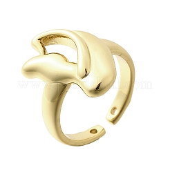 女性用真鍮カフリング  カドミウムフリー＆鉛フリー  花  18KGP本金メッキ  20x13.5mm  内径: 調節可能&nbsp;RJEW-G347-16G