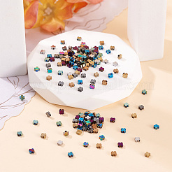 200個10色電気メッキ合成非磁性ヘマタイトビーズ  クロス  ミックスカラー  3x3x1.5mm  穴：0.5mm  20個/カラー&nbsp;G-TA0002-10