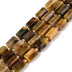 天然虎石英ビーズ連売り  六角柱  ガラスビーズ  6~9x6~6.5x5.5~6mm  穴：1~1.2mm  約34~35個/連  14.76~15.35インチ（37.5~39cm）&nbsp;G-Q608-25