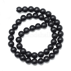 合成ブラックストーンビーズ連売り  艶消し  ラウンド  8~9mm  穴：1mm  約46個/連  15.3インチ&nbsp;G-R345-8mm-38