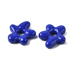 手作りランプワークビーズ  花  ブルー  18x17x4mm  穴：3.7mm&nbsp;LAMP-S069-03L
