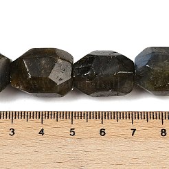 天然石ラブラドライトビーズ連売り  多面カット  ナゲット  19.5~23x14~15.5x13.5~15.5mm  穴：0.9mm  約18~19個/連  14.96~15.47''（38~39.3センチメートル）&nbsp;G-F796-C10-01