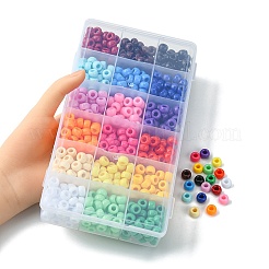 702 個 18 色不透明プラスチックビーズ  バレル  ミックスカラー  9x6mm  穴：3.8mm  39個/カラー&nbsp;KY-YW0001-41