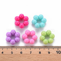 不透明なアクリルビーズフレーム  花  ミックスカラー  16.5x15.5x6mm  穴：2mm&nbsp;X-TACR-S153-01B-M