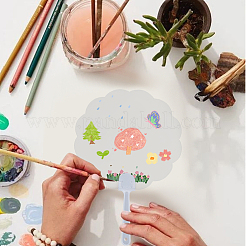 PVCハンドヘルドファン10個  空白の絵画ファン  子供のための diy 工芸品  フラットラウンド  273x183mm&nbsp;DIY-SP0002-51B
