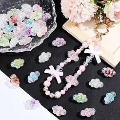 35 個の UV メッキレインボー虹色アクリルビーズ  ツートン  ブドウ  ミックスカラー  25x16x14mm  穴：3.7mm&nbsp;PACR-PA0001-23