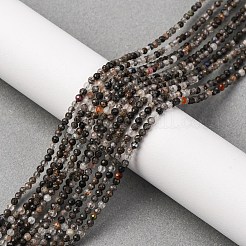 天然石ブラックルチルクォーツビーズ連売り  多面カット  ラウンド  2.5~3x2~2.5mm  穴：0.7mm  約154個/連  14.57~14.69''（37~37.3センチメートル）&nbsp;LS-G-RM250104-C4