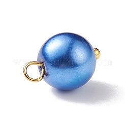 ガラスのパールのペンダント  ゴールデンメッキ真鍮パーツ  ラウンド  藤紫色  11x8.5mm  穴：5mm&nbsp;PALLOY-JF01880-01