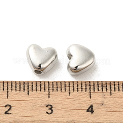 CCBプラスチックビーズ  ハート  プラチナ  7x8x4.5mm  穴：1.5mm  約3125個/500g&nbsp;CCB-P014-01P