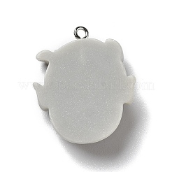ハロウィン不透明樹脂ペンダント  プラチナトーンの鉄ループ付き  吸血鬼の頭  ブラック  30x25x8mm  穴：2mm&nbsp;X-RESI-B011-06
