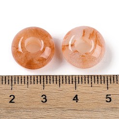 グリッターパウダー入り樹脂ヨーロピアンビーズ  大穴ビーズ  ロンデル  チョコレート  13.5x7.5mm  穴：5mm&nbsp;RESI-F055-07F
