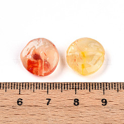 透明なアクリルビーズ  フラットラウンド  ツートン  砂茶色  14x14x5~5.5mm  穴：1.8mm  約28個/20g&nbsp;X1-TACR-T028-41E