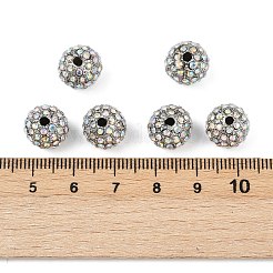 合金ラインストーンビーズ  グレードA  ラウンド  白金金属色  クリスタルAB  10mm  穴：2mm&nbsp;RB-A034-10mm-A28P