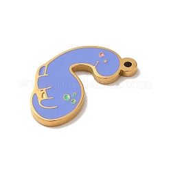 304ステンレスペンダント  エナメル  恐竜チャーム  14KGP本金メッキ  16x13x1.5mm  穴：1mm&nbsp;STAS-L022-282G