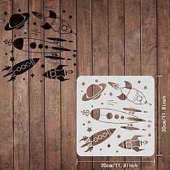 プラスチック再利用可能な描画絵画ステンシル テンプレート  スクラップブック、布地、タイル、床、家具、木材の塗装用  正方形  星の模様  300x300mm&nbsp;DIY-WH0172-329