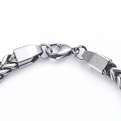 304ステンレススチール製ウィートチェーンブレスレット  カニカン付き  アンティークシルバー  8-1/2インチ（21.5cm）  6mm&nbsp;X-BJEW-L673-004-AS