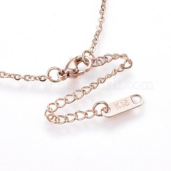 304ステンレススチールジュエリーセット  ペンダントネックレスやスタッドのピアス  ポリマークレイラインストーン付き  命の木とフラットラウンド  ローズゴールド  17.32インチ（44cm）  14x2mm  ピン：0.8mm&nbsp;SJEW-H143-04RG
