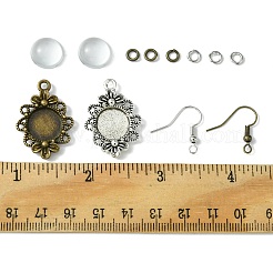 DIY ブランドドームダングルイヤリング作成キット  合金ペンダントカボションカットを含む  ガラスカボション  真鍮のピアスフックと丸カン  ミックスカラー  88個/箱&nbsp;DIY-FS0005-51