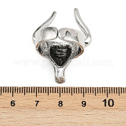 合金カフスリング  牛の頭  アンティークシルバー  34x25.5mm  内径：16.8mm&nbsp;RJEW-D328-02AS