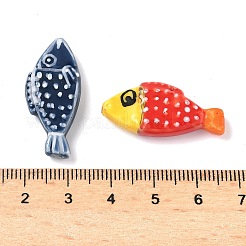 手作りの陶器ビーズ  手描きの陶器ビーズ  光沢釉の磁器  魚  29x13.5x6mm  穴：1.8mm&nbsp;PORC-A030-01A