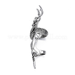 カブトムシ鎧合金フルフィンガーリング  男性女性のためのダブルループゴシックパンクリング  カドミウムフリー＆鉛フリー  アンティークシルバー  usサイズ12 1/4(21.5mm)  usサイズ6 1/2(16.9mm)&nbsp;RJEW-T009-18AS